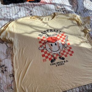 Maurices Light Yellow Baseball Graphic Tee